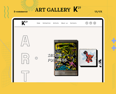K19 Art Gallery E-Commerce Design animation ecommerce minimalism neobrutalism ui webdesign