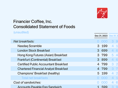 Menu design for the Financier Coffee design graphic design menu vector