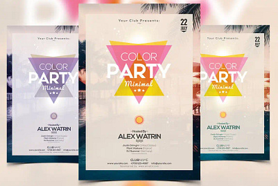 Color Party - Minimal PSD Flyer color party colorful flyer event flyer minimal minimal flyer psd psd flyers