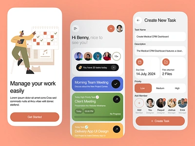 Task Management App UI Design android app application design graphic design ios mobile task management time management ui ui design ui ux work management