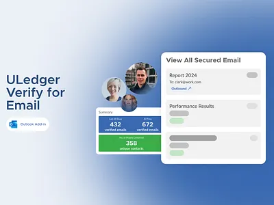 ULedger Verify for Email add on blockchain blockchain explorer branding outlook add on ui design uiux