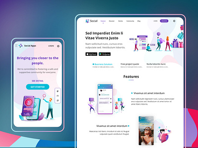 Social Media Apps Landing Page 3d app apps branding chat chat app communication corporate design homepage illustration landing page mobile single page social social media tiktok ui ux vibrant