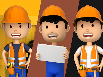 25 Construction 3D Characters 3d 3d art 3d character 3d icon 3d model 3d modelling blender briccks cement character construction design graphic design icon labour mascot people render tools workers