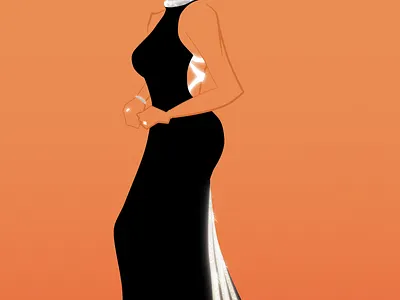 Lady in a gorgeous black dress affinity art designer diamonds dress hair illustration pop art vector woman illustration