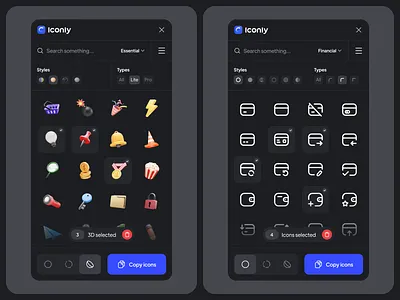 Figma plugin → Selected icons 💡 app clean colors design minimal mobile ui