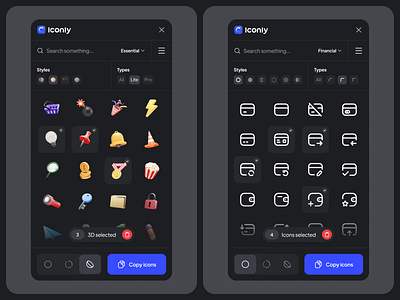 Figma plugin → Selected icons 💡 app clean colors design minimal mobile ui