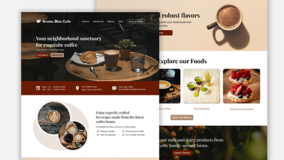 Cafe Website Landing Page cafe cafe landing page template cafe website cafe website template coffee shop coffee shop website template figma figma template graphic design home page home page design landing page landing page design landing page template restaurant landing page ui ux web design website design website template