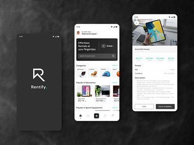 Items Renting App app design mobile app rent app rental ui ui design