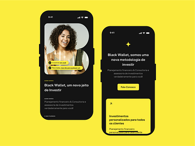 Black Wallet - Website dark darkmode finance investiment ui web design website yellow