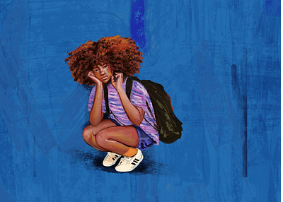 Blue Puberty afro art artist create digitalart femaleart girl rucksack