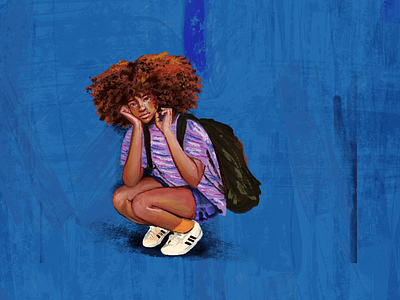 Blue Puberty afro art artist create digitalart femaleart girl rucksack