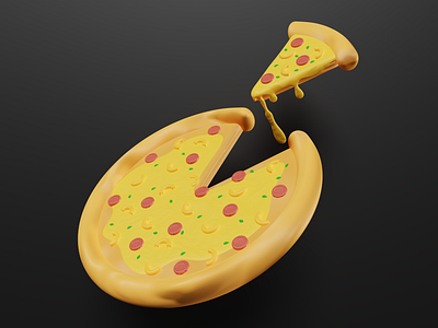 Pizza 3D Illustration sosis