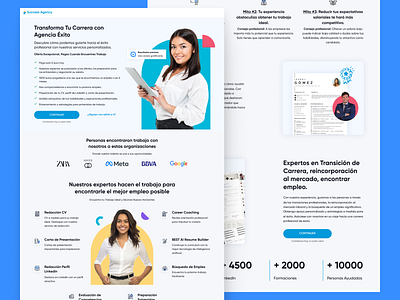 Success Agency Landing Page for Job Seekers and Career Coaching app design career coaching design english hr hr app job finder job seekers linkedin spanish ui ui ux ui design uidesign uiux ux