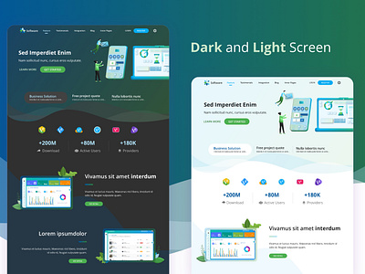Dark and Light Homepage Website 3d admin corporate dark ui dashboard figma homepage html illustration landing page material design material ui saas single page software system information technology ui ux