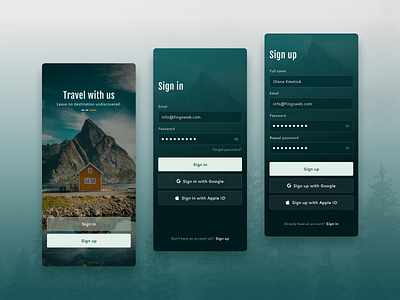 Travel app design app application design input login modern register sign in sign up travel trip ui ux uxui