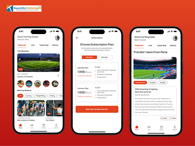 Mobile Sports App 3d animation app design designer football graphic design live sport motion graphics sports ui vector