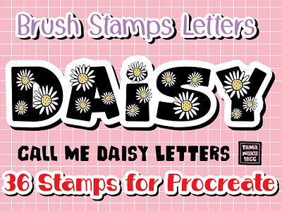 Call Me Daisy Letters‪ | Procreate Brush Stamp‬ 18cc alphabet bloom bold brush character cute daisy decorative display doodle flower font letters lovely nature procreate stamp sweet tamawuku