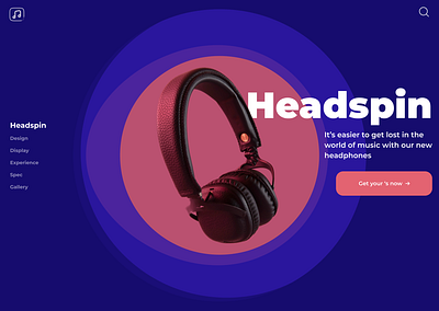 Hero section graphic design headphone hero music typography ui web design