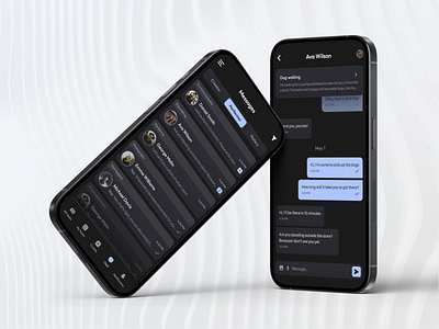 Mobile app for a startup app application chat conversation dark design home login message mobile modern register screen sign in sign up startup ui ux