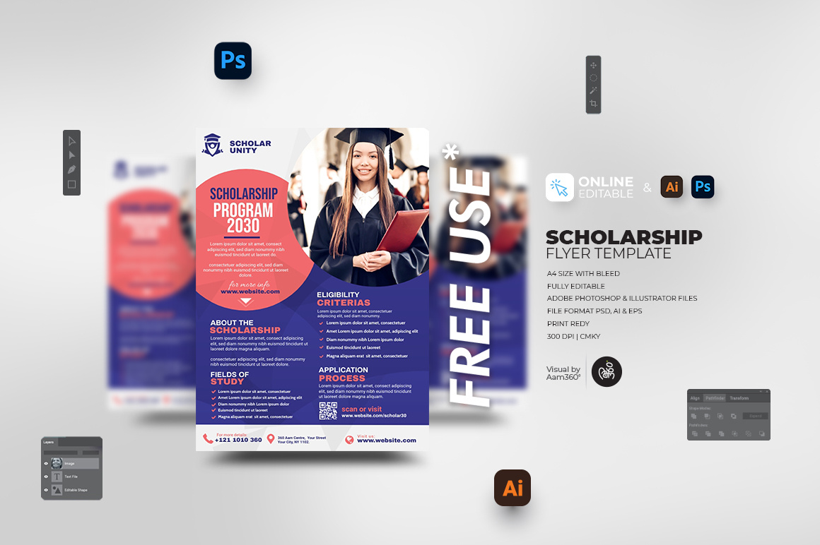 Scholarship Flyer Template by Aam360 on Dribbble