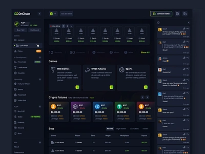 OnChain - Online-casino platform crash figma fortune wheel gambling jackpot online casino plinko product design ui uiux web