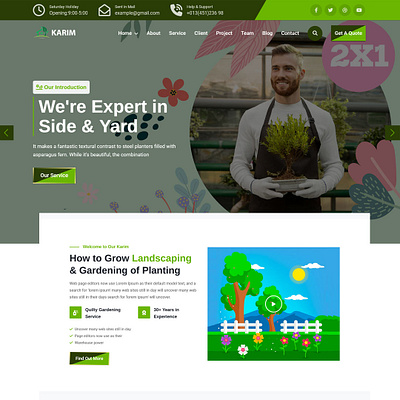 Karim Gardening & Landscaping HTML5 Landing Page Template: animation branding design flat illustration minimal typography ui website