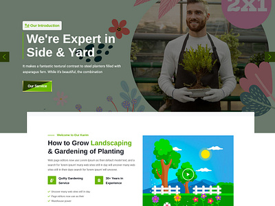 Karim Gardening & Landscaping HTML5 Landing Page Template: animation branding design flat illustration minimal typography ui website