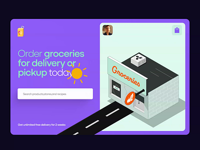 Groceries - Dashboard app branding color design illustration iphone logo page ui web