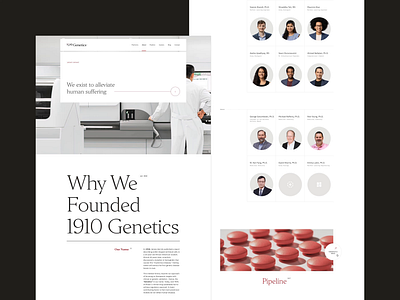 1910 Genetics’ About page 1910genetics about aboutpagedesign brandcharacter brandphotography designinspiration elegantaesthetic elegantbrandaesthetic elegantdesign fiftysevenagency interactivecta interactivefooter interactivewebelements premiumtypography scientificaesthetic teampagedesign ui ux webdesign webtypography