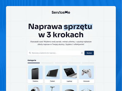 ServiceMe - website design for a startup advanced card category design device hero iphone laptop modern phone repair result search service startup ui ux web website
