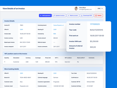 CityTour - Redesign concept crm data design invoice manage map search sidebar system table ui ux