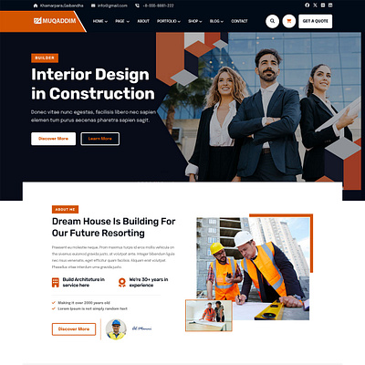 Muqaddim - Construction & Architecture Building Website Template animation design flat illustration logo minimal typography ui website