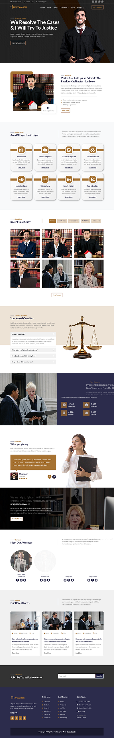 Mutakabbir - Law Firm & Lawyer Service Website Template animation branding design flat illustration logo minimal typography ui website