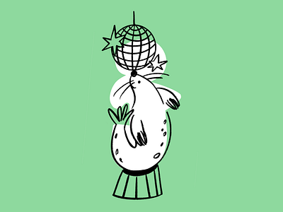 A real party animal 🪩🦭 design disco disco ball doodle funny illo illustration lol seal sketch