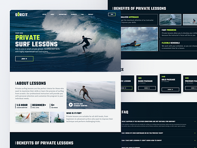 Surfing school - Website design about appoitment book course hero landing lesson modern price school sport study surf surfing swim ui ux water web website