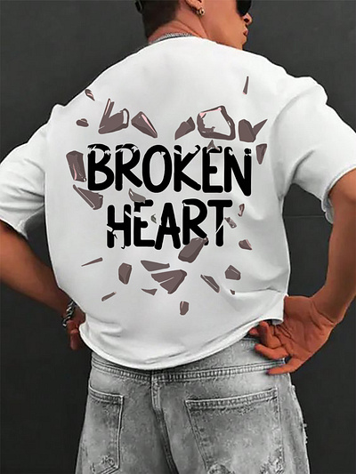 Broken Heart T-shirt Design! apparel boy branding broken broken heart design graphic design graphics illustration logo love man modern new tshirt streetwear t shirt design tshirts typography vector