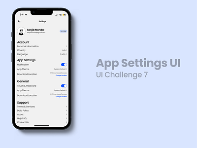 Settings (UI Design 7) app ui daily ui design ui ux