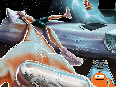 DRUG artwork cartoon colors digitalart digitalpainting feelings illustration love milk way mood photoshop pills praphic prospective skater space toymachine universe woman yeezy