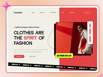 Fasylish- Fashion Retro Cloth Website brand classy clothes clothing design designer fashion freelance hero homepage model order project retro trending uidesign uxui web design website website design