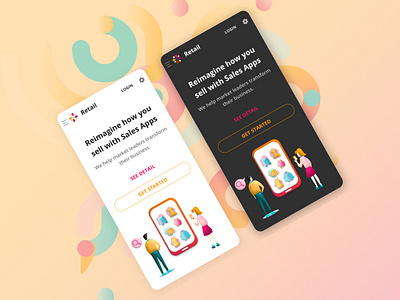 Mobile App Illustration Banner corporate dark ui ecommerce fashion figma homepage html illustration landing page marketplace mobile mobile apps point of sales shopping single page ui ux web banner web design website