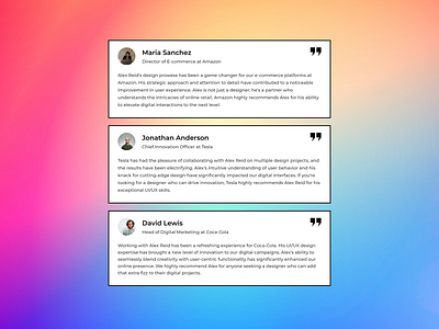 Day 039 - Testimonials 100 days colourful daily ui design figma gradient monochrome review simple testimonial ui web