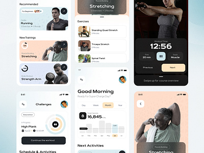 FlexFrame: Fitness App android app design dashboard fitness fitness ai health tracking ios minimalist mobile app mobile ui tracking training ui workout