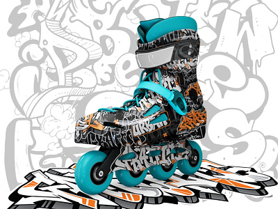 Roller Skate Shoe Print Design 3d branding design graphic design illustration logo mockup ui ux vector