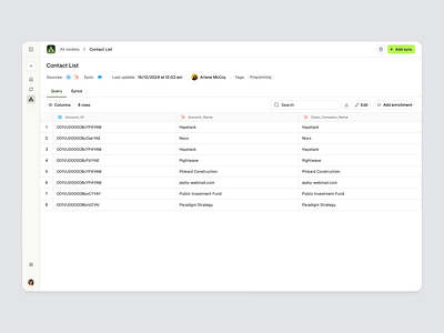 AI enrichment add enrichment ai enrichment ai fields ai filters ai saas ai spreadsheet ai table data saas drawer modal saas drawer saas sidebar seam ai semiflat side panel sidebar ux smart spreadsheet