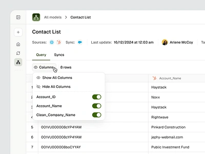 Refreshed tables ai table column data analytics data saas data table saas spreadsheet saas table seam ai semiflat spreadsheet table table view tables web app ui