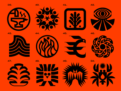 Glyph Beer icons 39-50 anvil bat bird crab eye fire gecko glyph icon illustration logo modernism nature owl primitive art snake sun symbol tree wave