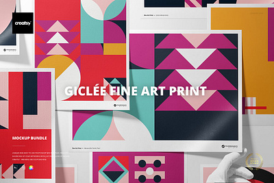 Gicl�e Fine Art Print Mockup Bundle art creator custom customizable design designed fine generator personalized printed smart object surface template templates