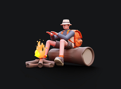 Camping 3D Character 3d blender camping cartoon character design hiking illustration outdoor render