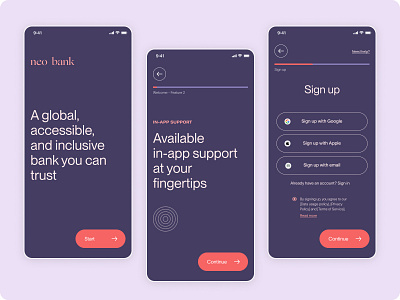 Inclusive bank app design - onboarding app banking design minimalist mobile design ui design uiux ux design ux ui