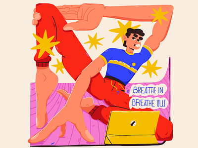 Breathe In, Breathe Out 2d art cartoon character design exercise illustration meditation online sport wellness yoga zen